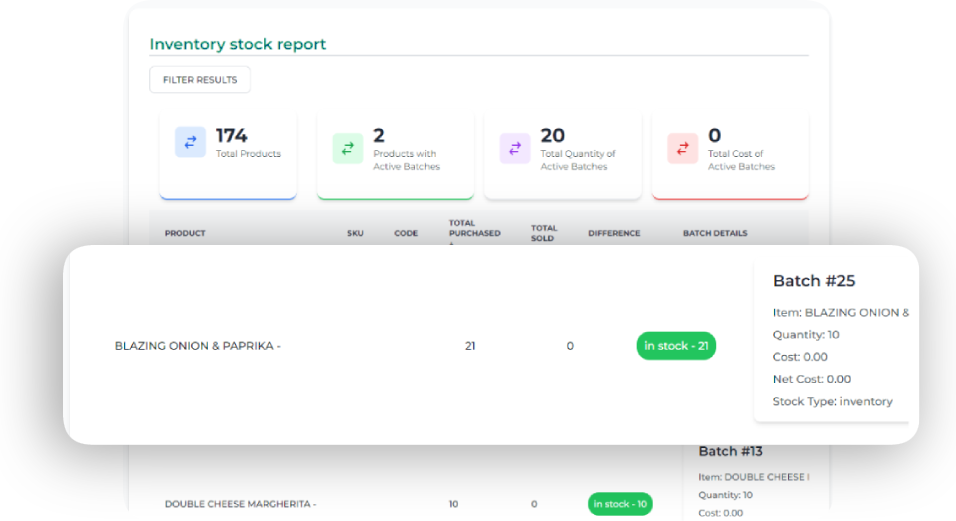 EPOS stock management dashboard